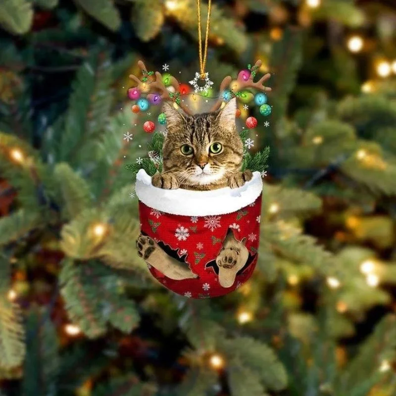 VigorDaily Cat In Snow Pocket Christmas Ornament SP194