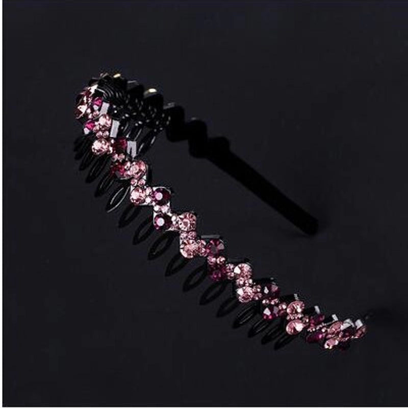 Korean New Arrival Toothed Non-Slip Rhinestone Headband Fashionable Simple Wave Crystal Headband Hair Card Headwear