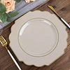 10 Pack | 11" Taupe Hard Plastic Baroque Dinner Plates with Gold Rim, Heavy Duty Disposable Dinnerware