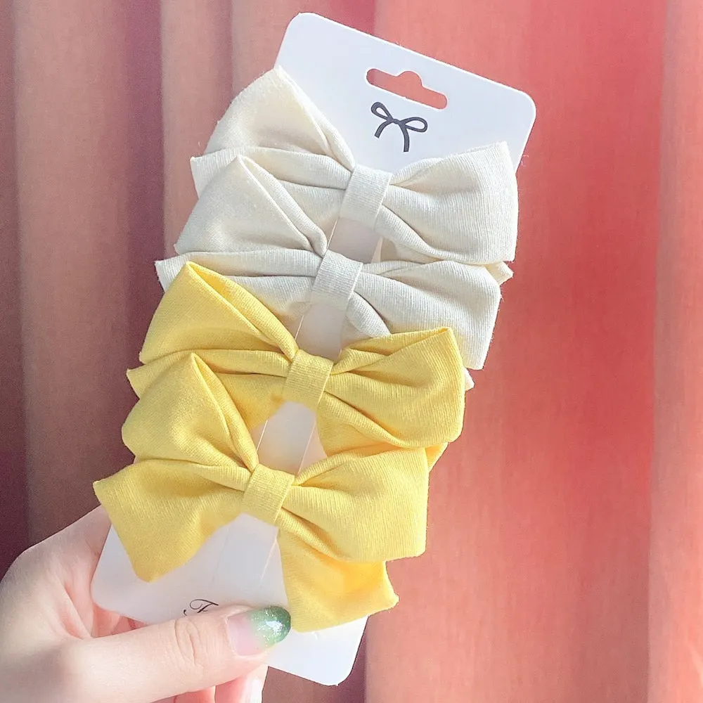 4Pcs/set Cute Solid Bowknots Hair Clips For Baby Girls Safty Boutique Hairpins Handmade Barrettes Headwear Kids Hair Accessories