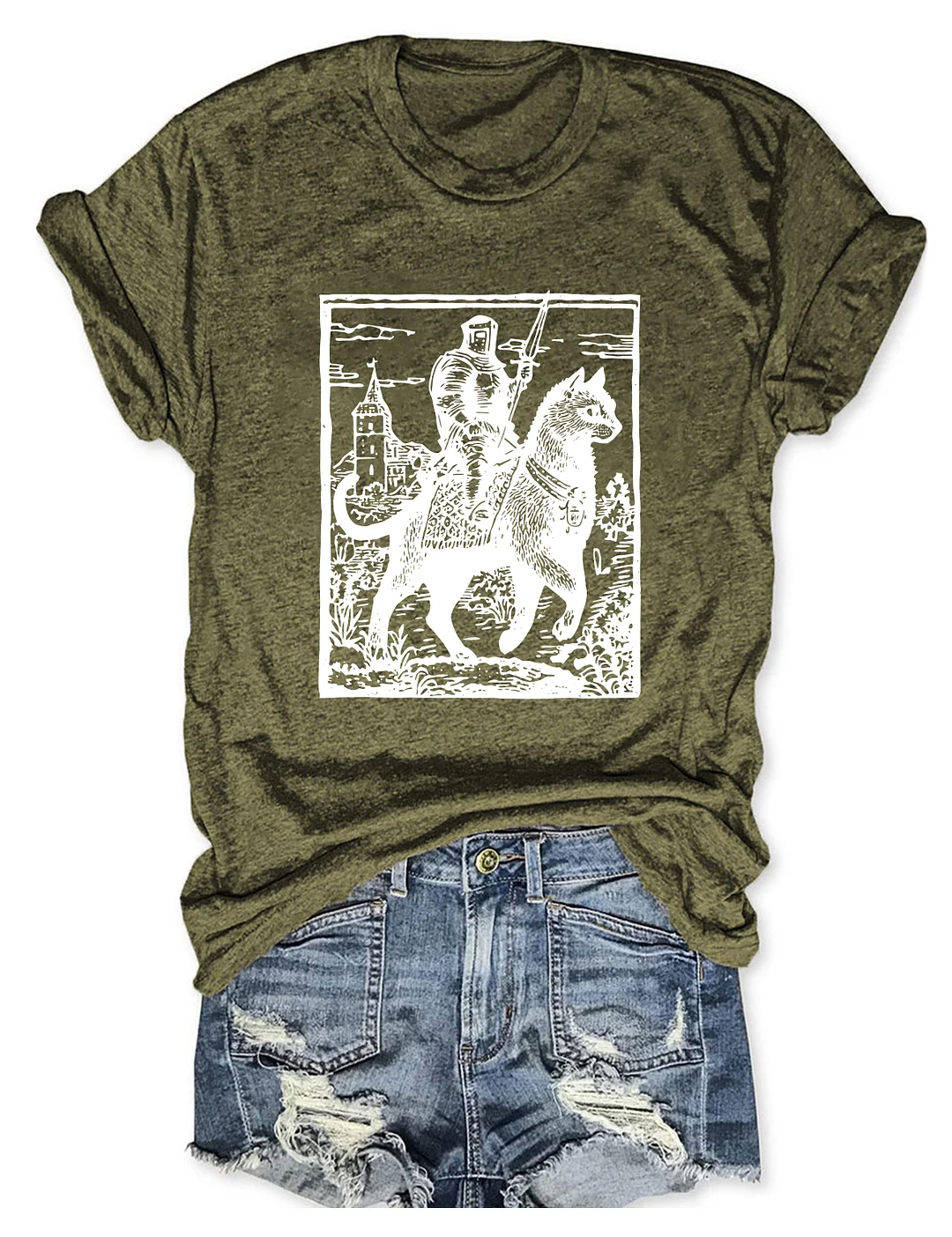Knight Cat Rider Vintage T-shirt