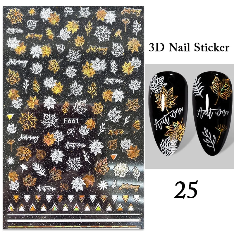 Iridescent Feathers 3D Nail Stickers Holographic Laser Flower Leaf Stickers Spring Summer Slider For Nails Manicures Decoration-Nail Inspo