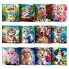 12Pcs Diamond Painting Cats and Dogs Greeting Card Set with Envelope