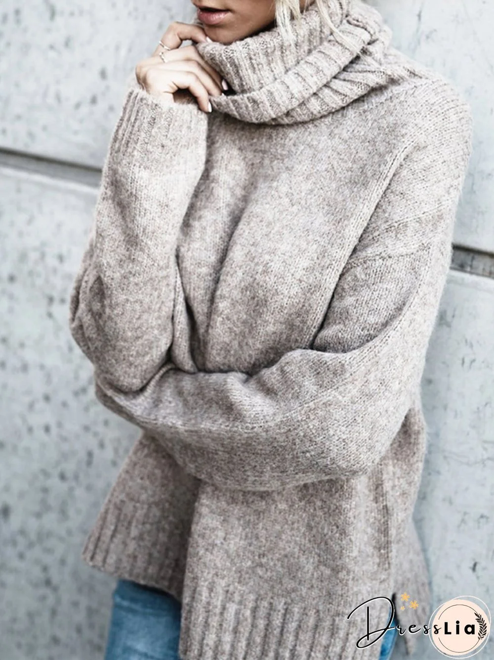 Chic Turtle Neck Knitted Sweater