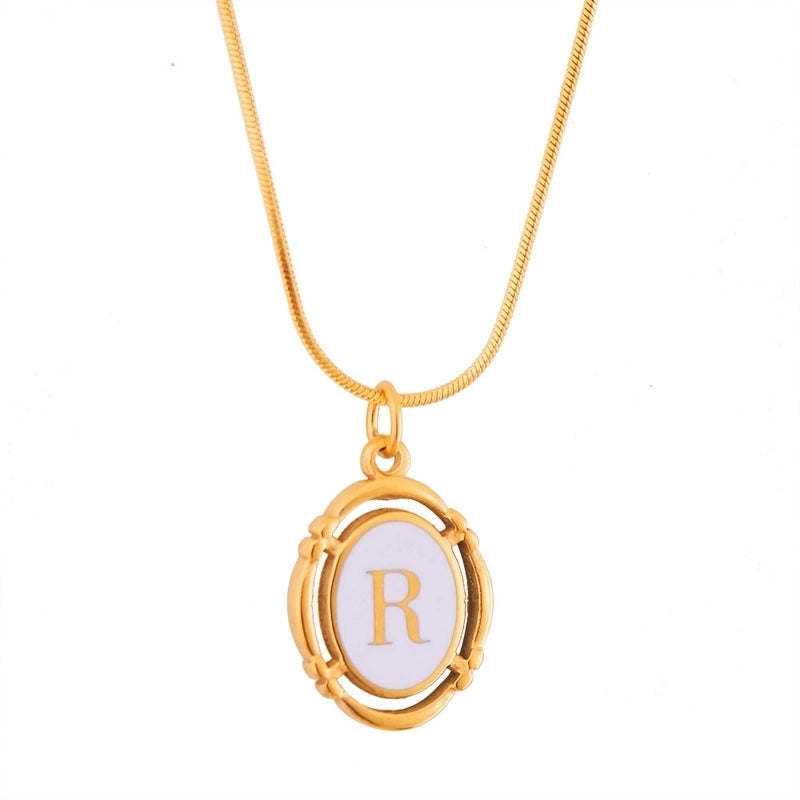 Stainless Steel Classic Style Stoving Varnish Plating Letter Pendant Necklace