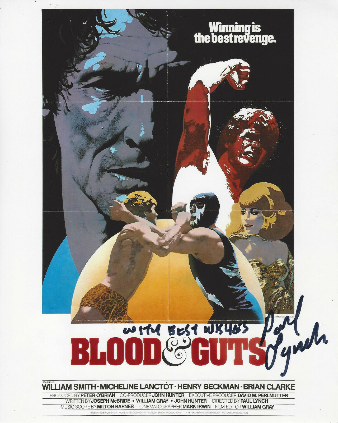 DIRECTOR PAUL LYNCH SIGNED 'BLOOD & GUTS' 8x10 MOVIE POSTER Photo Poster painting w/COA