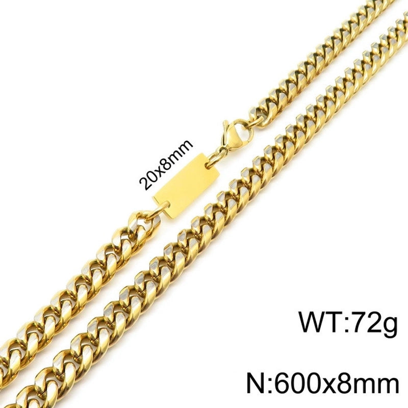 Jewelry Minimalist Solid Color Stainless Steel 18K Gold Plated Plating Bracelets Necklace