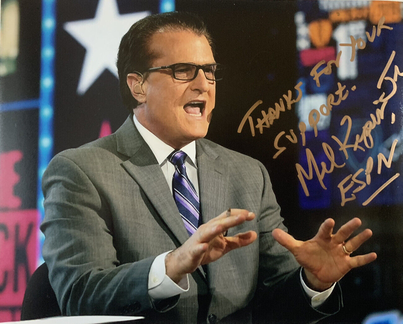 MEL KIPER JR HAND SIGNED 8x10 Photo Poster painting ESPN NFL DRAFT EXPERT AUTOGRAPH COA