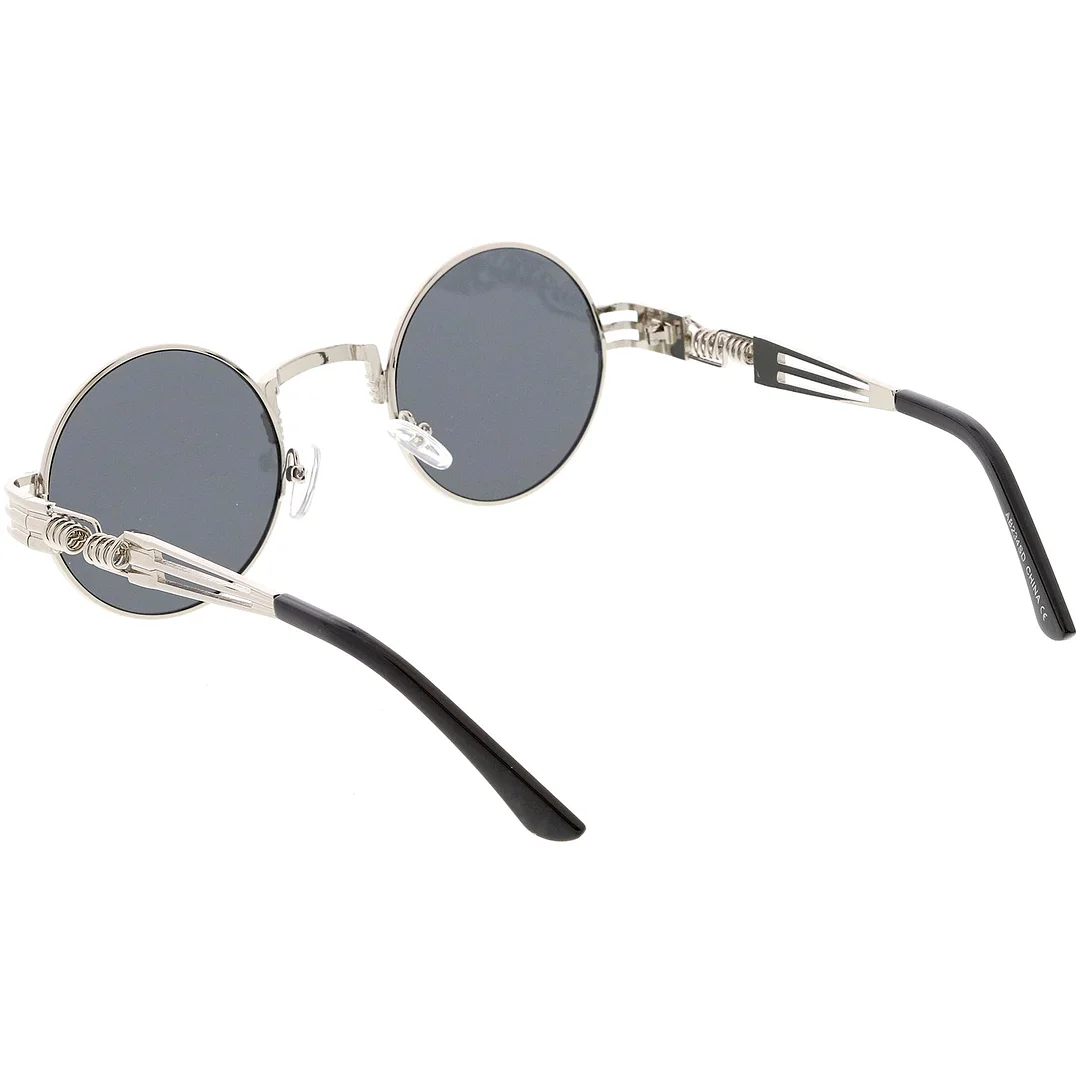 Steampunk Inspired Oval glasses Unique Engraved Metal Neutral Lens 60mm