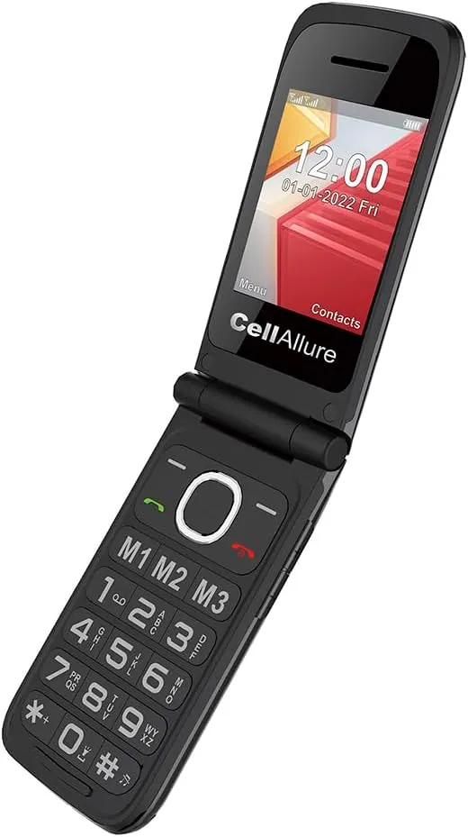 CV Directo CELLALLURE Telefono Celular Flip para Adultos Mayores Bienestar con Boton SOS Resistente Volumen Alto Y Teclas Grandes Camara Fotografica Celulares Basicos Adulto Mayor