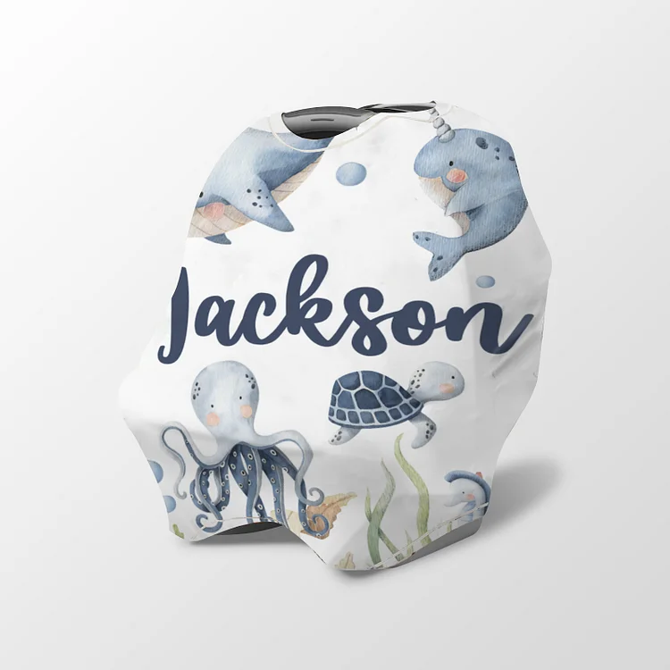 Personalized Ocean World Baby Car Seat Canopy| Canopyl210