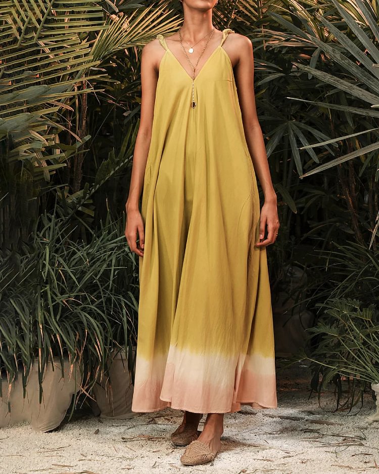 Casual Colorblock Loose Sling Dress