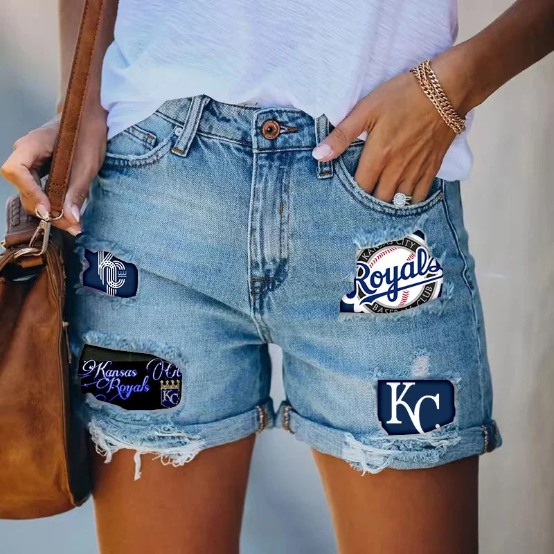 Kansas City Royals distressed cutoff denim shorts - women