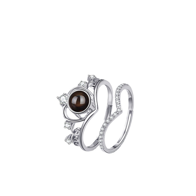 Loveyoufancy Double Heart Projection Ring