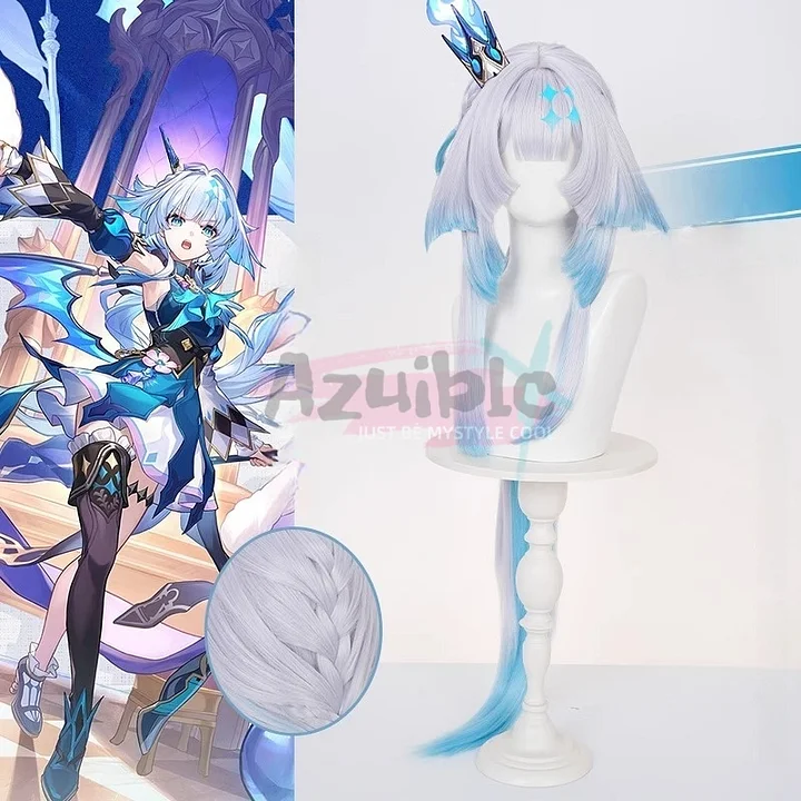 Azuiblc 崩壊スターレイル ケリュドラ ウィッグ 銀青グラデ100cm