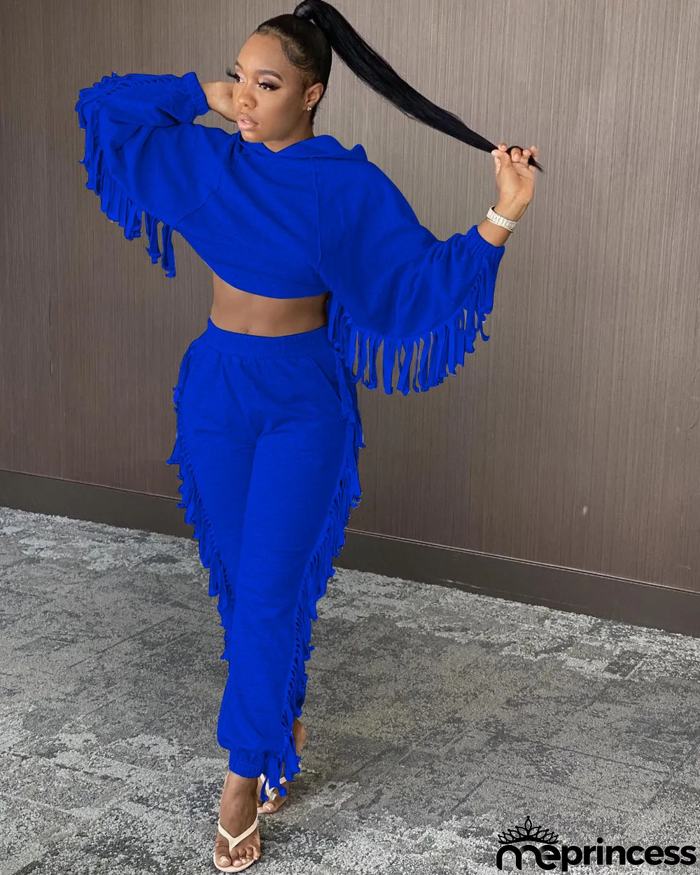 Sports Casual Hoodie Tassel Two-piece Set