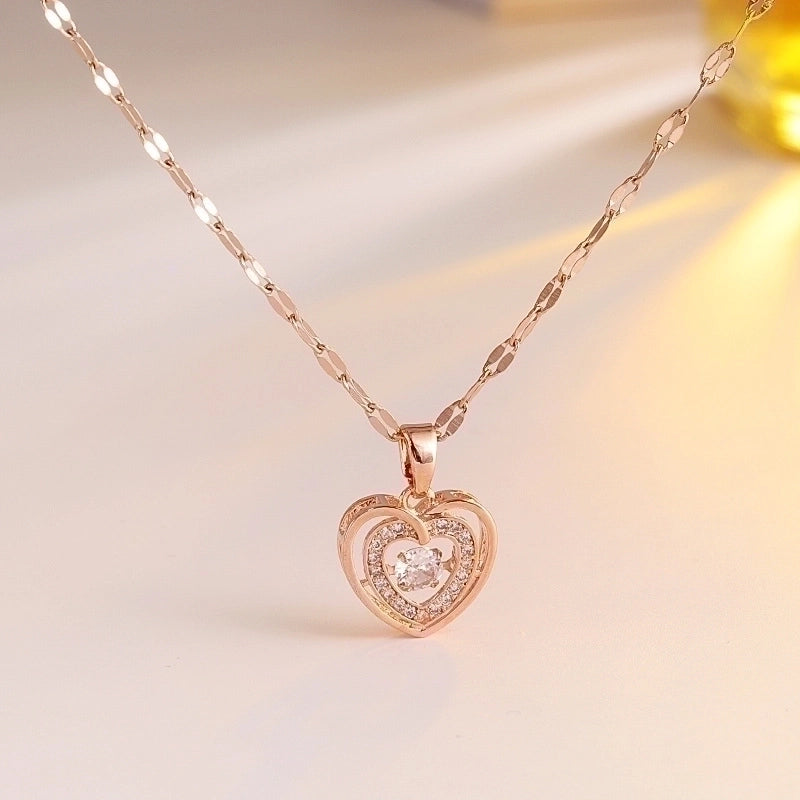 Titanium Steel Sweet Heart Shape Plating Pendant Necklace