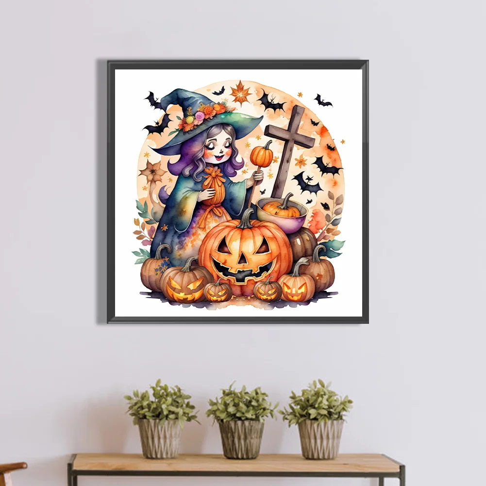 Diamond Painting - Full Round Drill - Witch Pumpkin(Canvas|40*40cm)