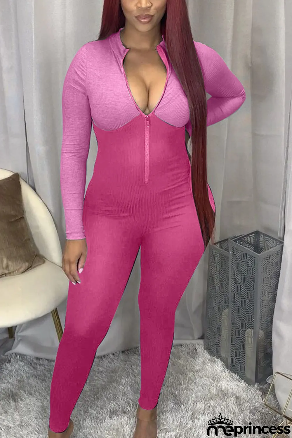 Grey Sexy Polyester Solid O Neck Regular Jumpsuits