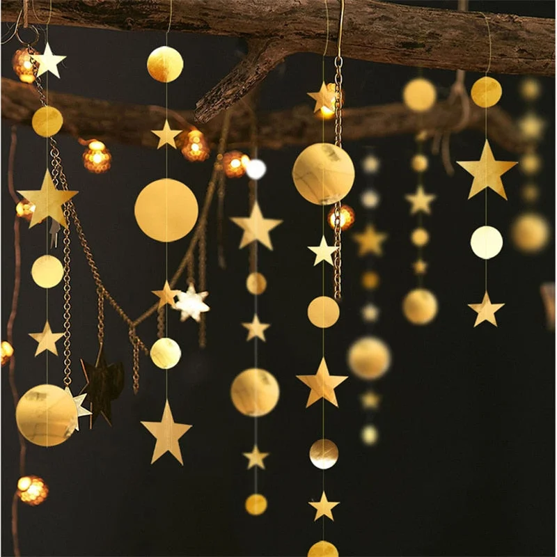 Cifeeo  4M New Rainbow Star Paper Garland New Year Xmas Decoration Christmas Party Home Decoration for Home Navidad 2023 Happy New Year