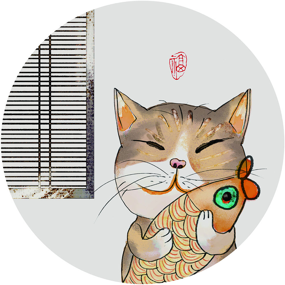 

Cat Fish - 11CT Stamped Cross Stitch - 50*50CM, 501 Original