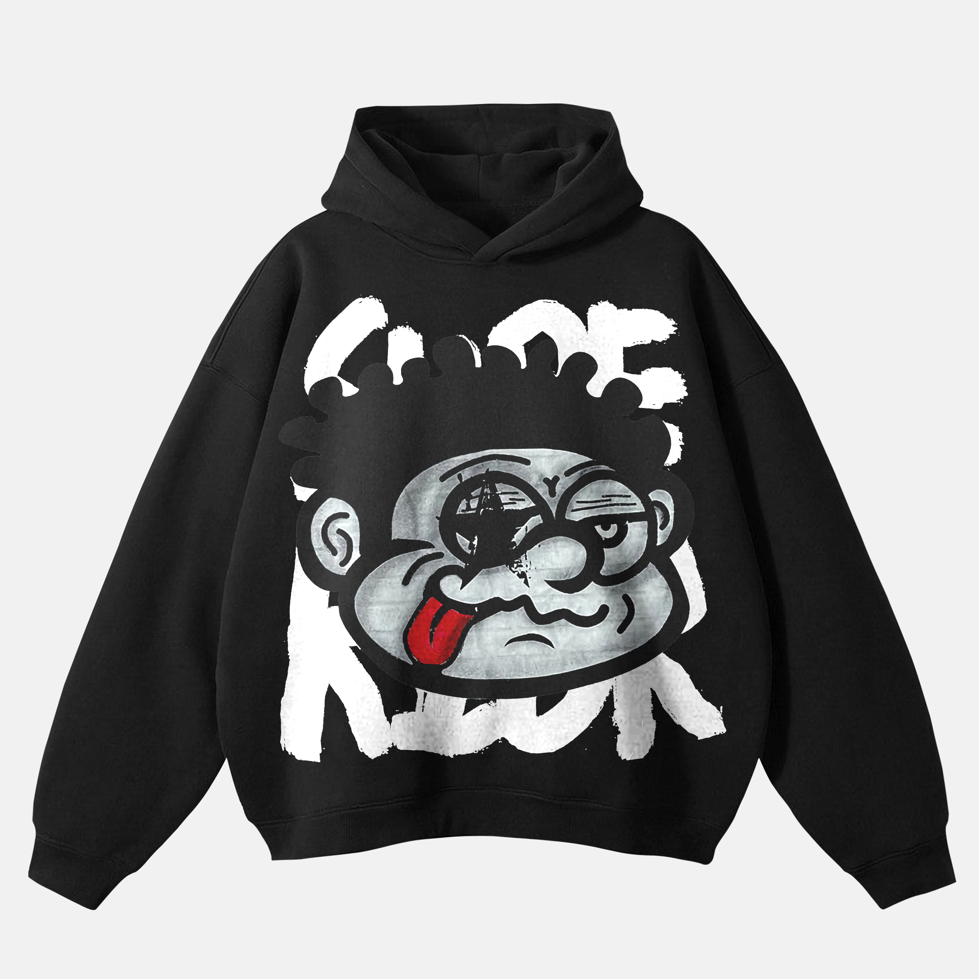 Sopula Vintage Big Face Graphic Simple Pocketless Hoodie - SOPULA
