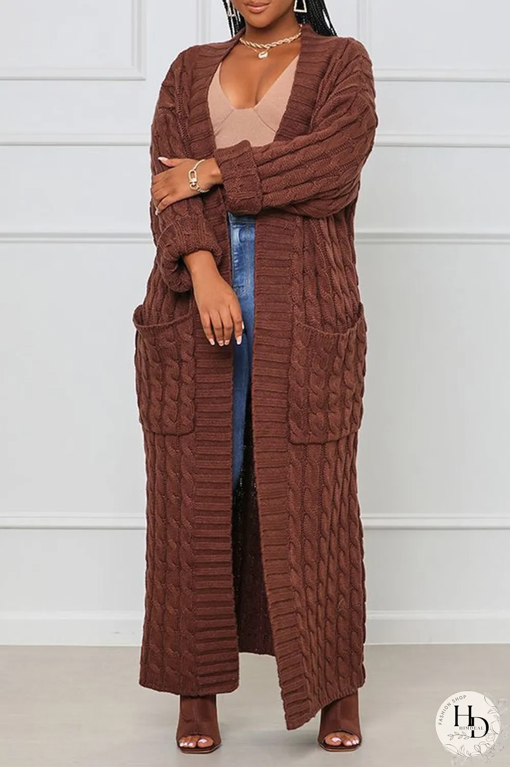 Pink Street Solid Patchwork Cardigan Collar Outerwear