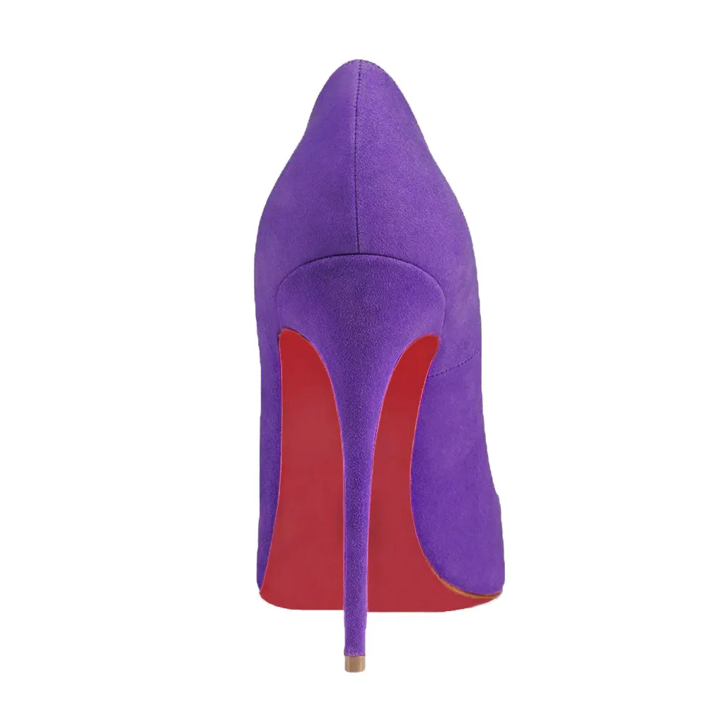 120mm Women's Party Wedding Red Soles Pumps Suede-vocosishoes