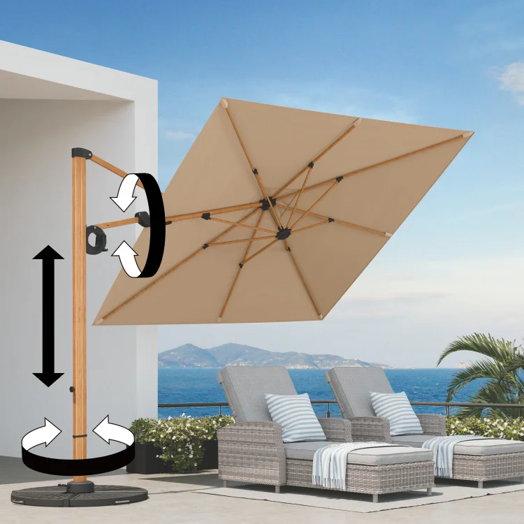 Offset Patio Umbrella,360-Degree Rotation (Weighted Base NOT INCLUDED)