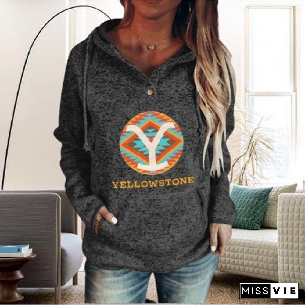 Printed Leisure Long Sleeve Hoodie