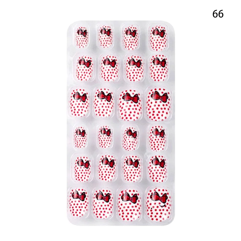 Children Adult 24 Fake Nails Christmas Cartoon Pattern Boxed Children Simple Wear-resistant Finished Full Covering Nail Sticker