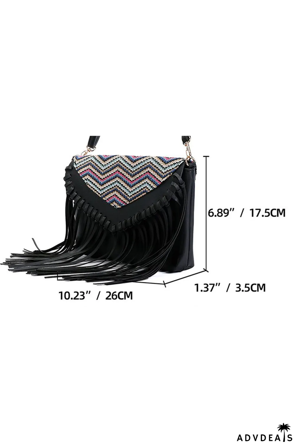 Brown Boho Tribal Crossbody Fringe Envelope Bag