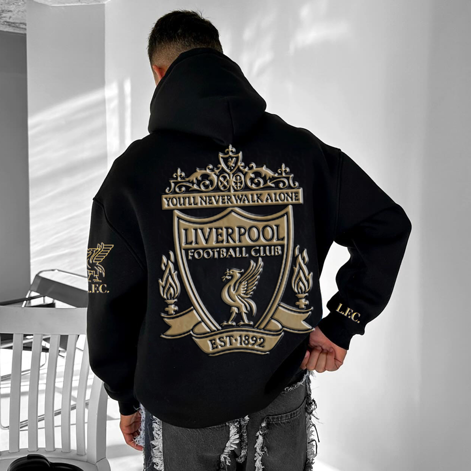 Men's Casual Football Club Print Hoodie / TECHWEAR CLUB / Techwear