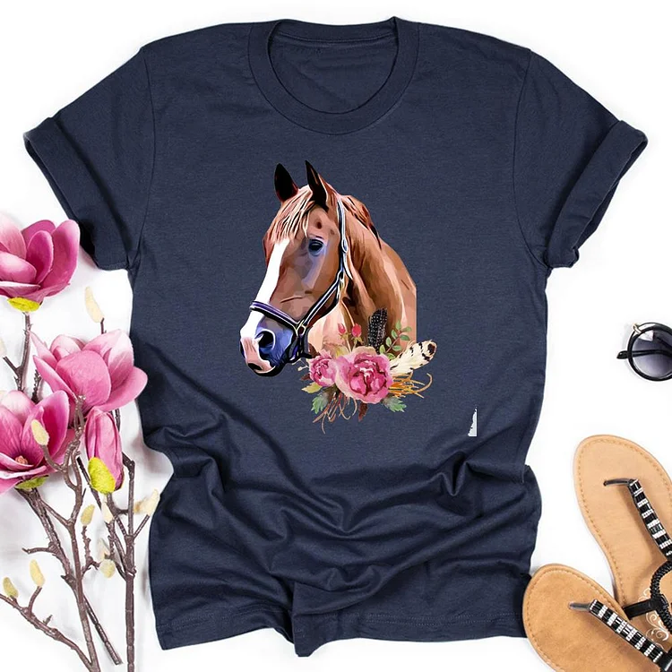 Love Horses Round Neck T-shirt