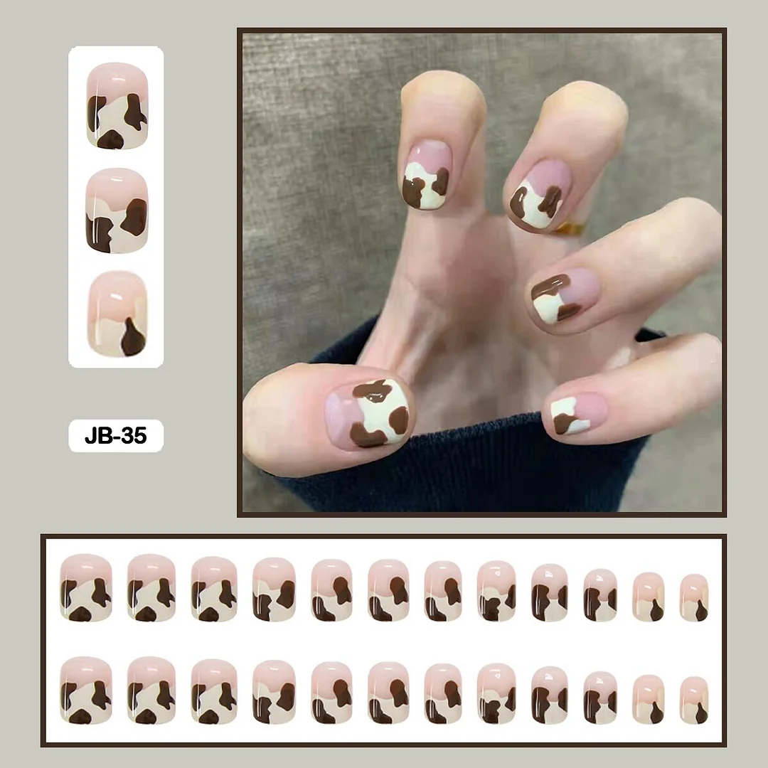 24Pcs/Box of Hand-painted Graffiti Punk Dark Flame Art Minimalist Removable Safe and Harmless False Nails Full Sticker Nail Art-Nail Inspo