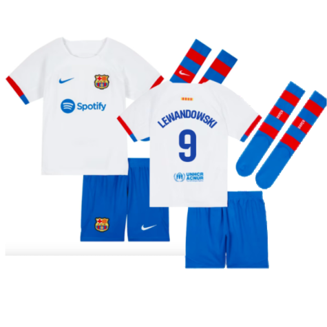 FC Barcelona Robert Lewandowski 9 Auswärtstrikot Kinder Mini Kit 2023-2024