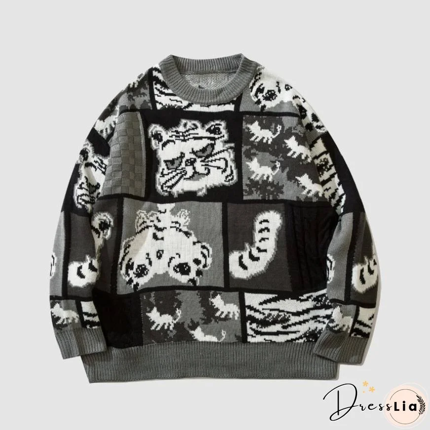 Lovely Tiger Stitching Sweater