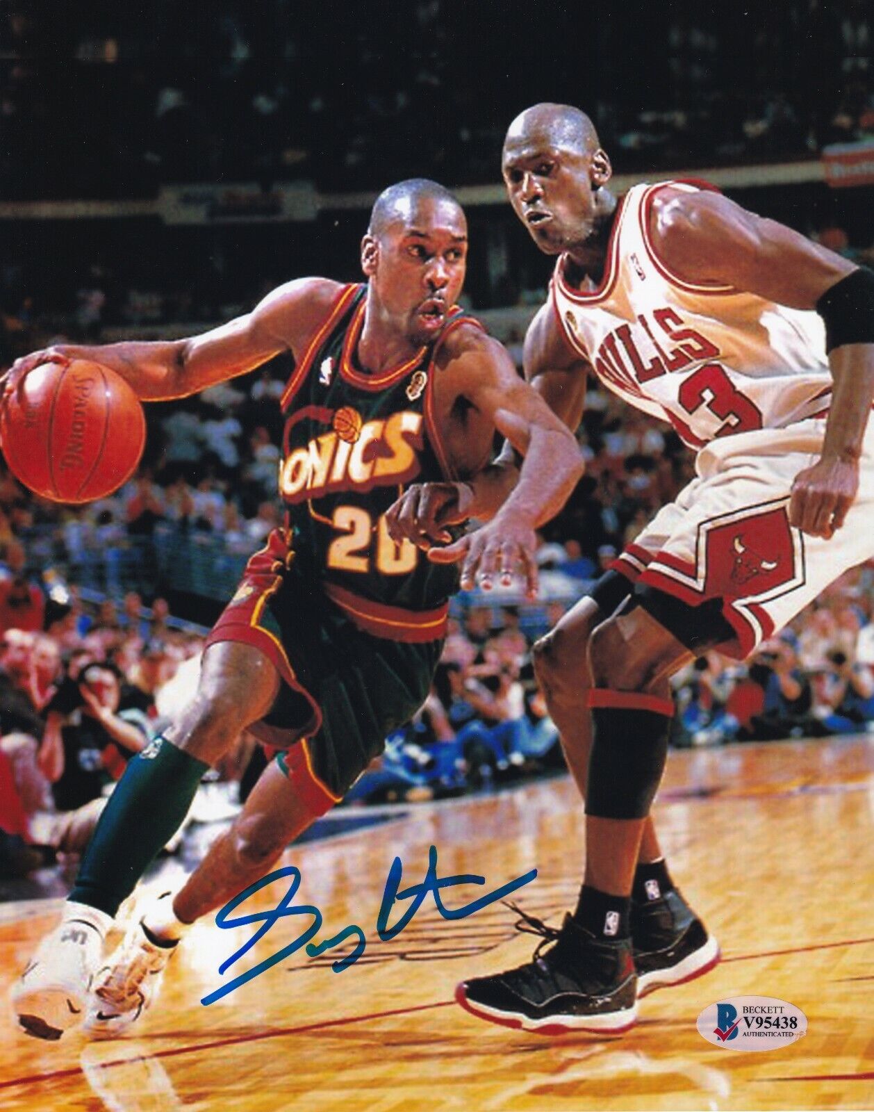 Gary Payton Signed Sonics Basketball 8x10 Photo Poster painting BAS COA Legend Picture Autograph