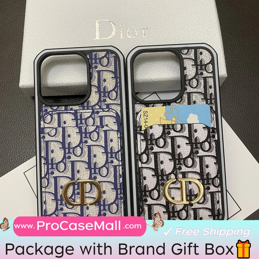 Dior Card Slot Luxury CD Metal Logo Apple iPhone Case