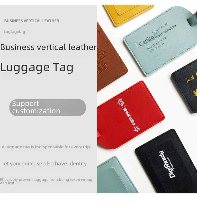 Spot Multi-color Pu Imitation Leather Boarding Pass Card Set LOGO With Lanyard Strap Card Paper Luggage Tag3