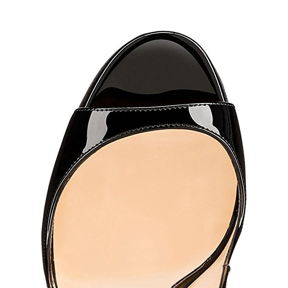 100mm/120mm Women's Open Toe Leaky Heel Red Bottom High Heels Stiletto Shoes-MERUMOTE