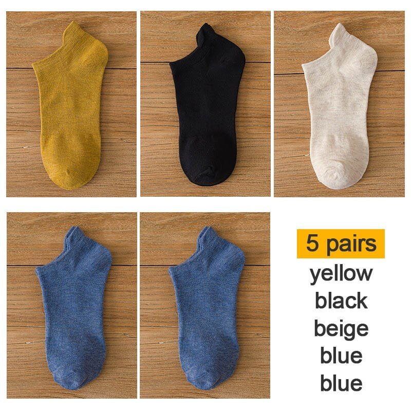 5 Pairs/lot Men Socks Cotton Boat Socks Casual Breathable Male Sox Men's Short Socks Solid Color Large size 38-44 Dropshipping