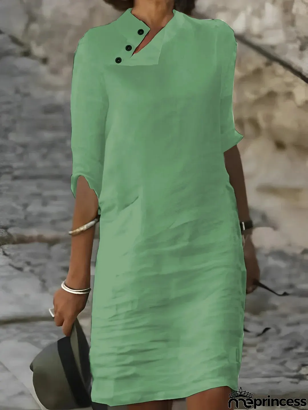 Women's Cotton Linen Dress Shirt Dress Casual Dress Shift Dress Midi Dress