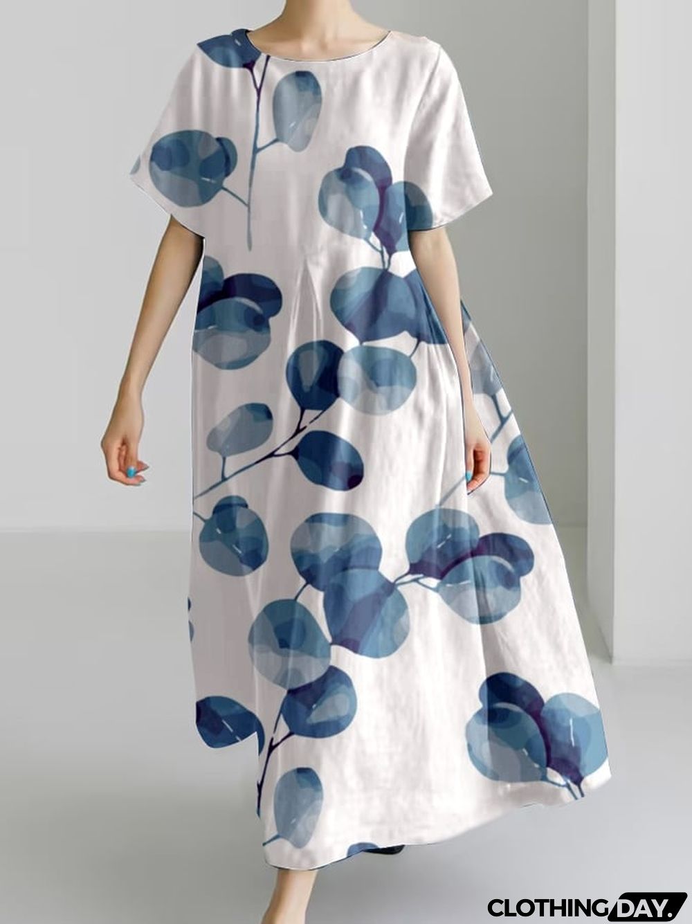 Women's Retro Botanical Floral Design Printed Casual Loose Dress