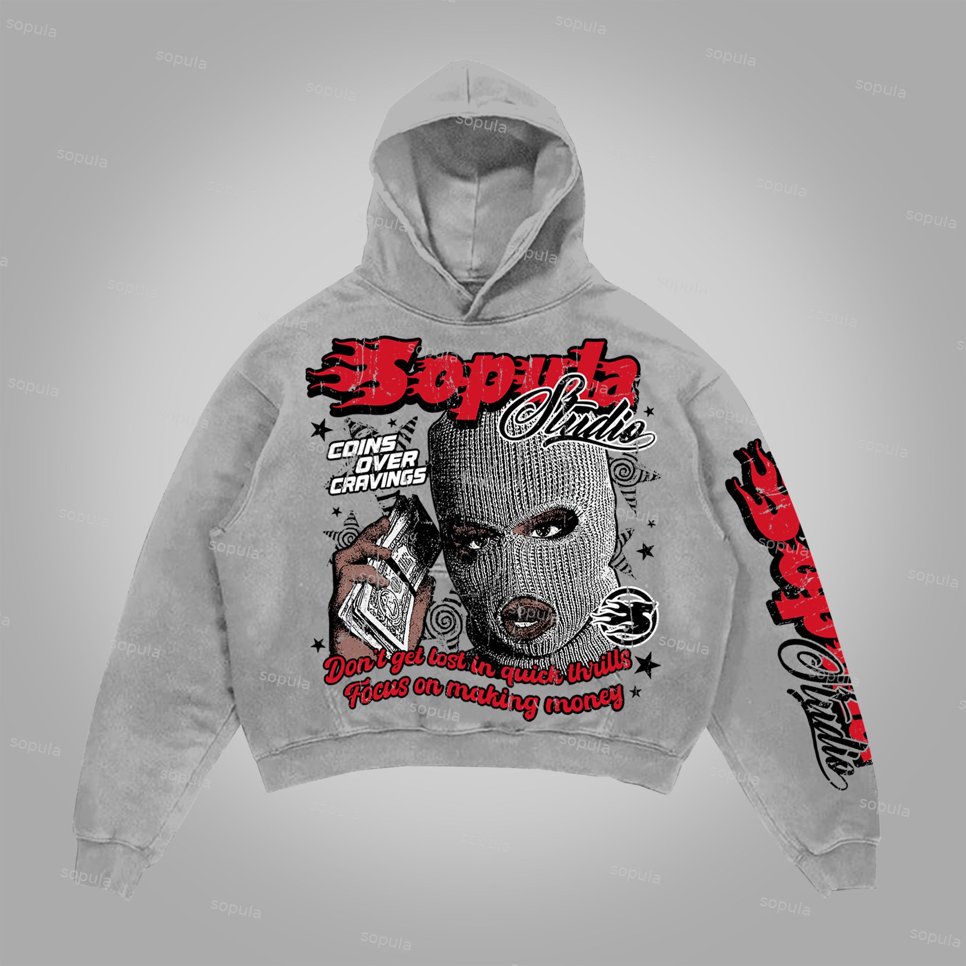 Sopula Visagiste Make Money Graphic Cotton Hoodie - SOPULA