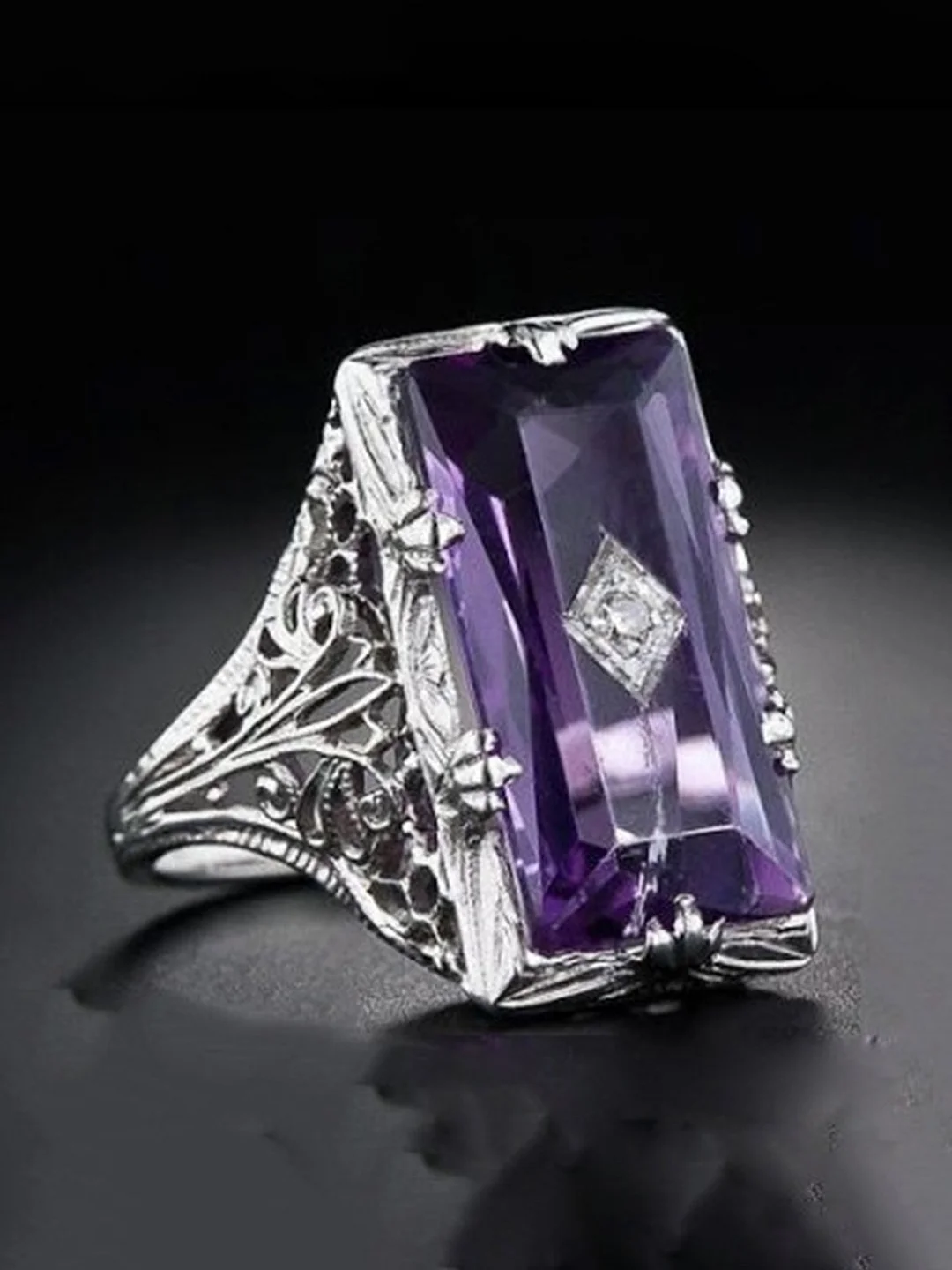 Amethyst Zircon Ring