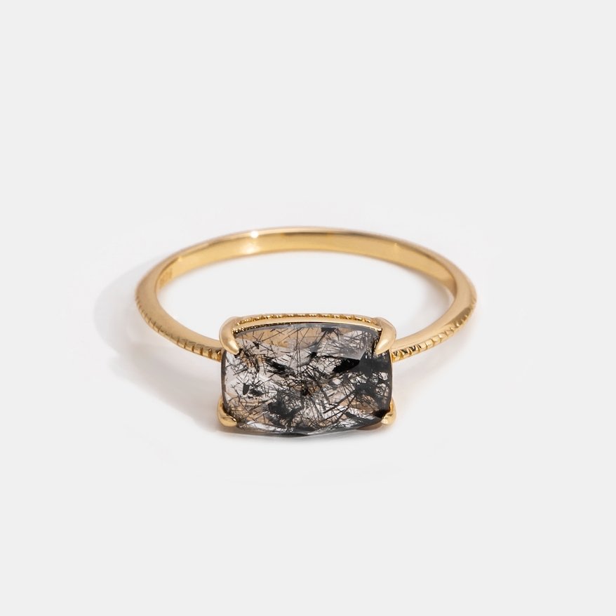 Black Quartz Crystal Ring