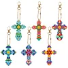 6pcs/set Cross Diamond Painting Keychain DIY Diamond Mosaic Kit Bag Pendant 