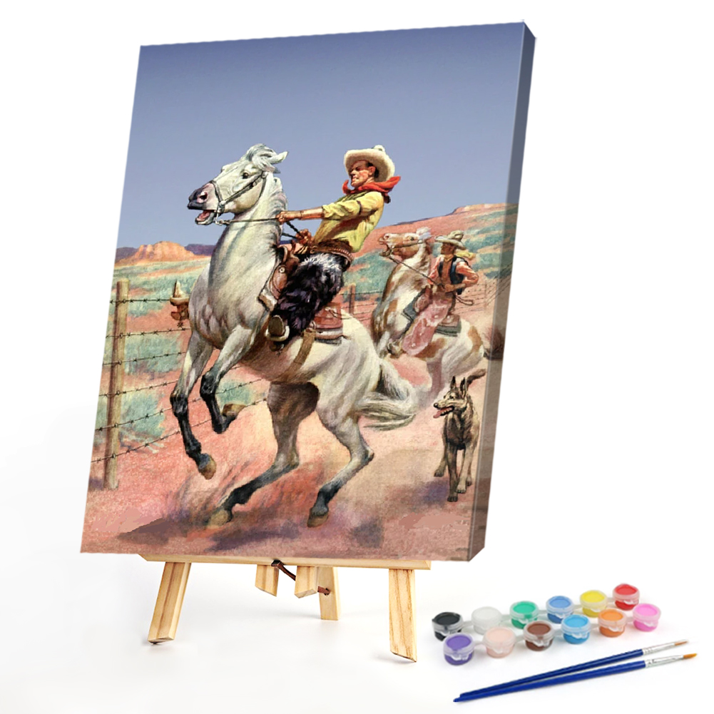 

40*50CM - Paint By Numbers - Riding Horse Cowboy, 501 Original