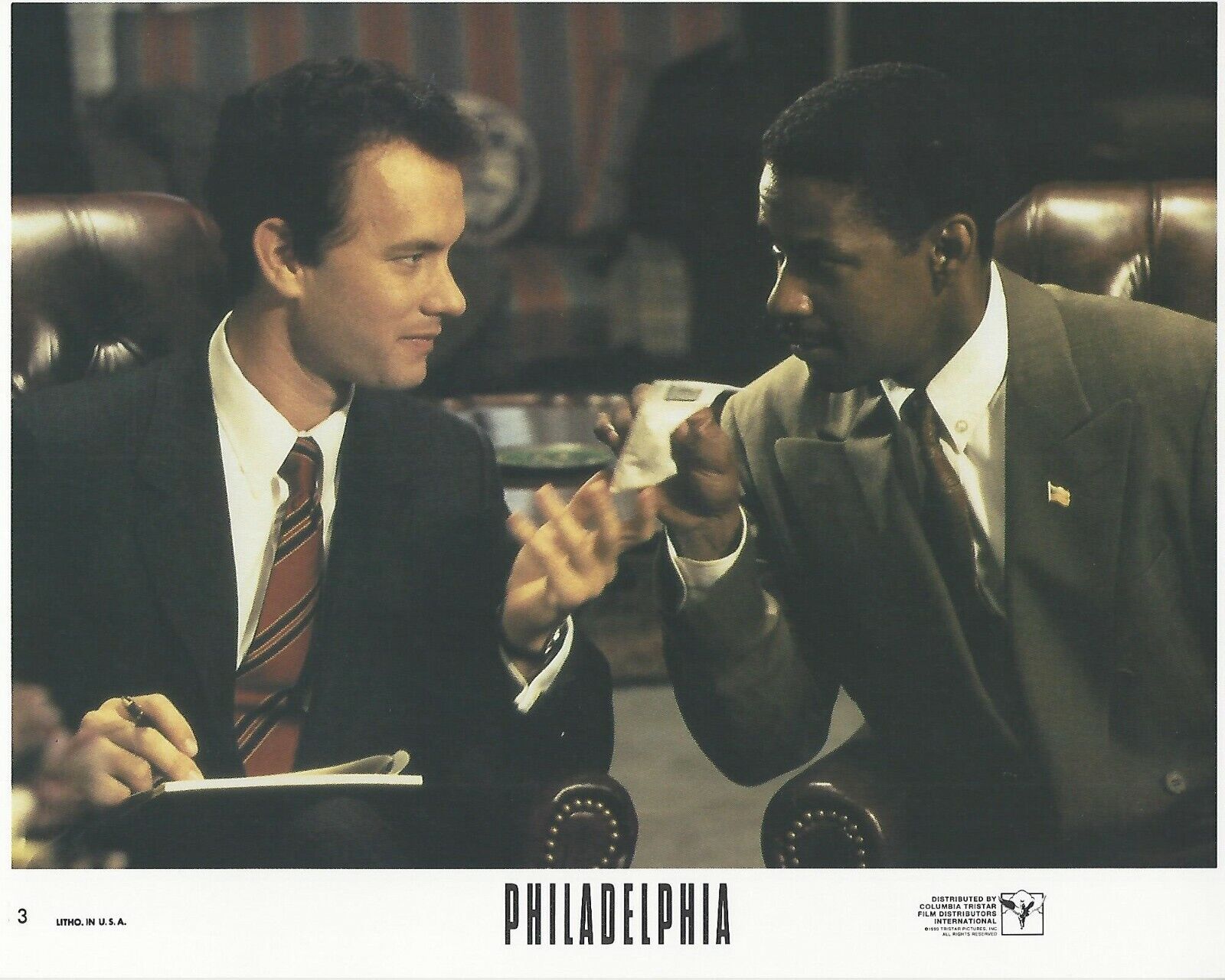 Philadelphia Original 8x10 Lobby Card Poster 1993 Photo Poster painting # 3 Washington Hanks